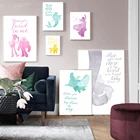 Картина на холсте Disney, мультфильм, акварель, Дамбо, Русалка, цветок, постер, настенные художественные картины, декор для детской комнаты, Современный домашний декор