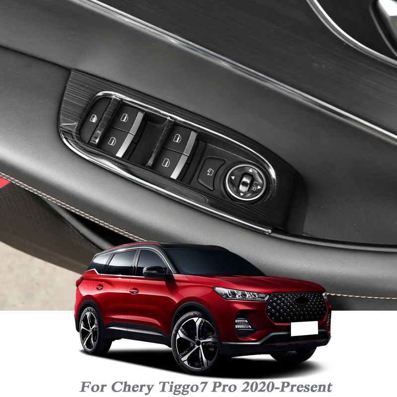 

4pcs For Chery Tiggo 7Pro 2020-Present Car Styling Internal Door Window Lift Switch Sequin Sticker Interior Frame Auto Accessory