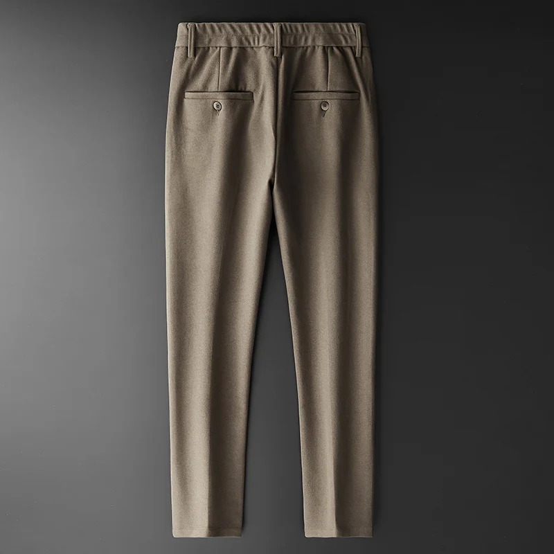 

2021 Winter New Thick Casual Pants Men, Classic Fashion Business Slim Straight Straight Pure Color Brand Trousers 28-38