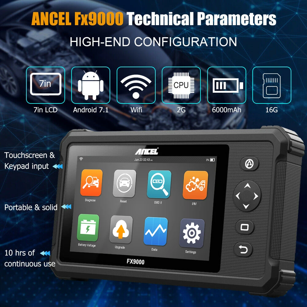 Диагностические инструменты Ancel FX9000 OBD2 профессиональный Автомобильный сканер