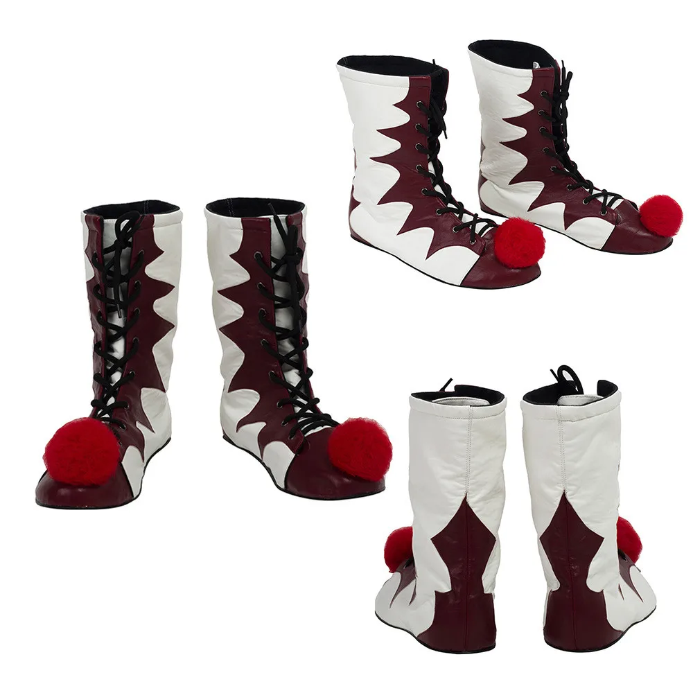 

Stephen King PennyWise Clown Back Soul COS Clown Suit Halloween Adult Horror Costume Mask Riding Boots Holiday Costume Props