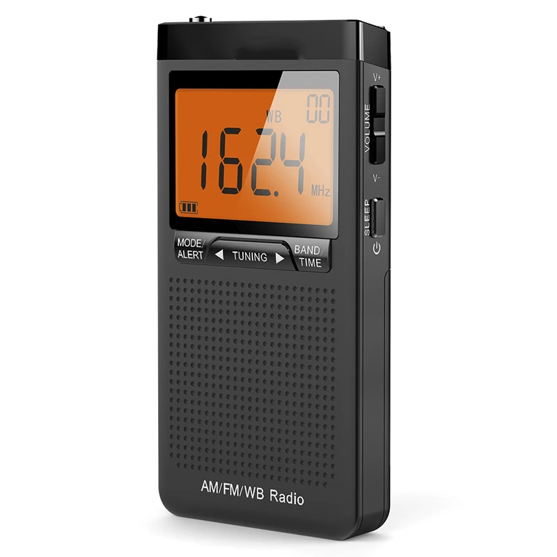 Radio Portable AM FM Mini Emergency Handheld Pocket Built-in Speaker Weather Station With Headphone Jack Alarm Clock | Электроника