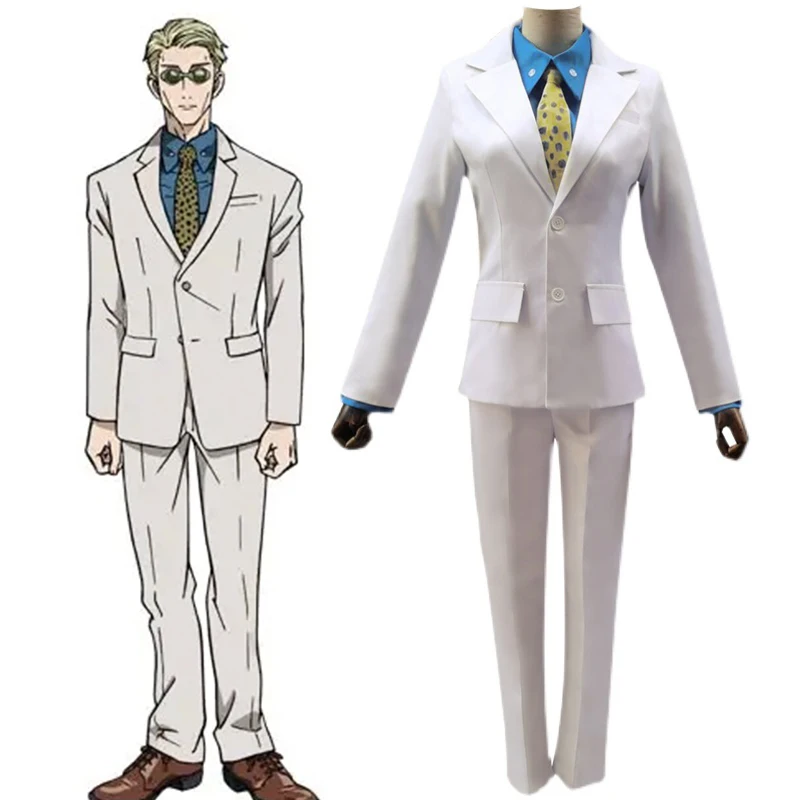 

Anime Comic Jujutsu Kaisen Cosplay Costumes Nanami Kento Cosplay Costume Uniforms Clothes Suits Wears outfits White Full Set Hot