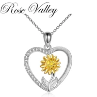 rose valley sunflower pendant necklace for women heart pendants fashion jewelry girls gifts yn048