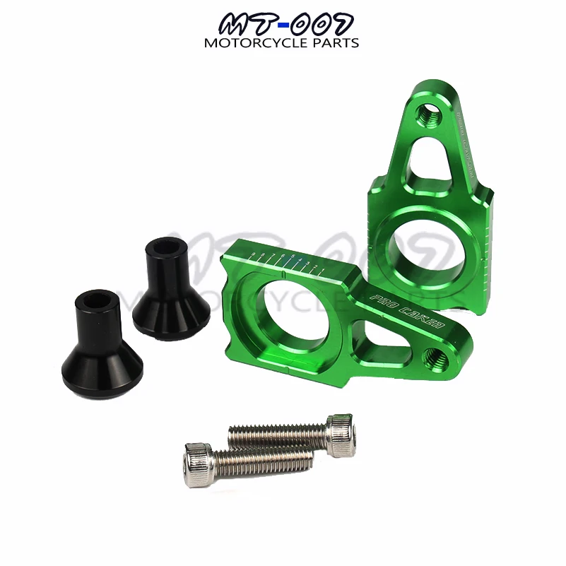 

CNC Rear Axle Blocks Chain Adjuster With Spool Slider Bolts Device For KAWASAKI KX250 KX450 2006-2016