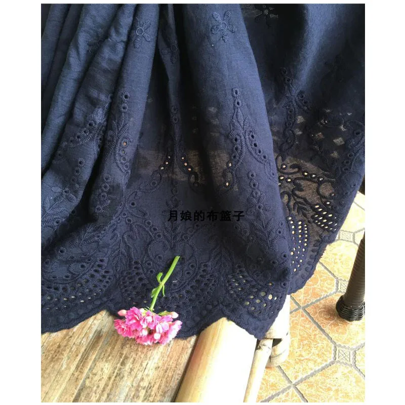 Темно синяя хлопчатобумажная вышивка кружева Сделай Сам стеганая кружевная