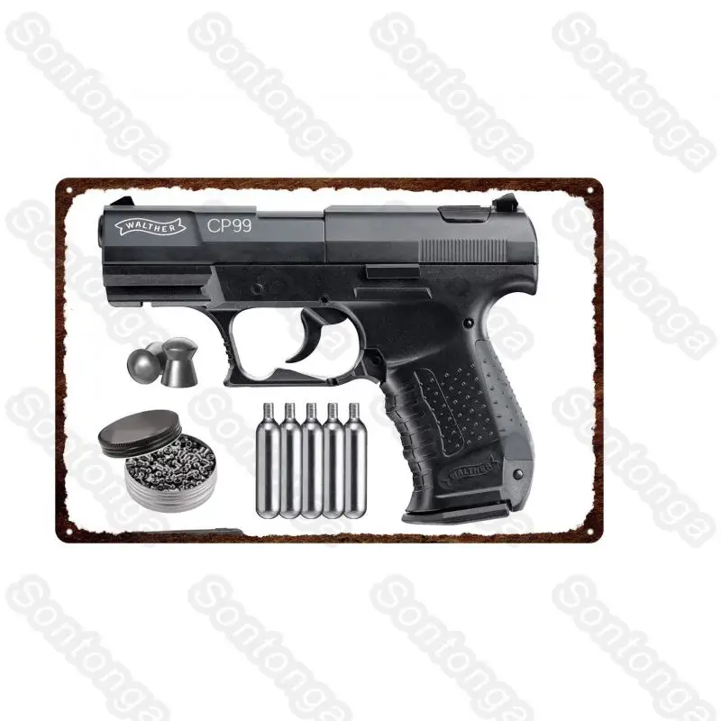

Tin Painting Pistol Metal Tin Sign Removable Wall Sticker Fashion Bar Club Wall Art Pistol Metal Sign Gun Tin Poster