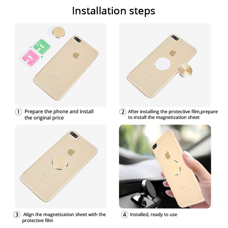 

QICHSHJIN Metal Plate For Magnetic Car Phone Holder Magnet Stand Iron Sheet Disk Sticker For Magnetic Mobile Phone Holder Mount