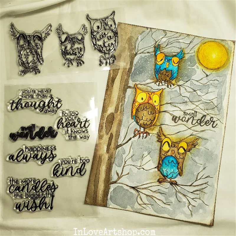 InLoveArts милые животные сова прозрачный штамп резиновый для скрапбукинга альбом