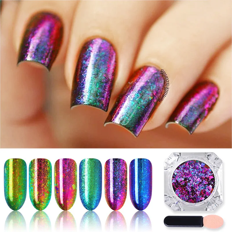Хамелеон блёстки для ногтей нерегулярные Блестки украшения УФ гель лак порошок