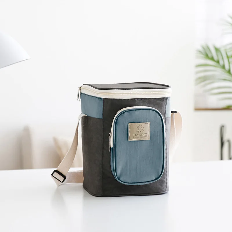 

new portable thermal insulation bag washable nylon cloth food-grade aluminum film bento bag travel with rice bag