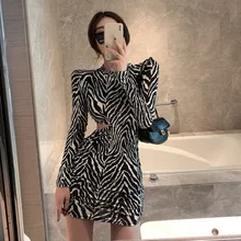 Robe plissée à carreaux zèbre pour femmes, tenue élégante à manches longues, Style coréen, nouvelle collection printemps été 2021  (2)