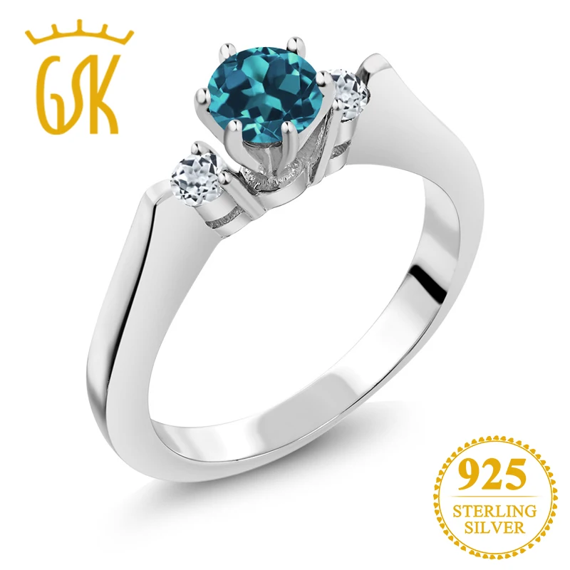 Драгоценный камень 0 71 карат круглый натуральный Лондонский голубой и белый