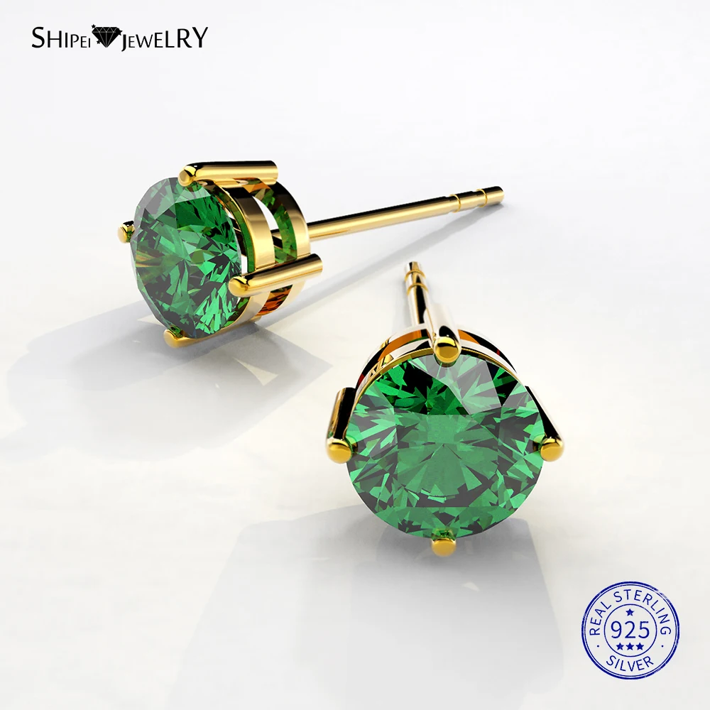 Женские и мужские серьги-гвоздики Shipei 100% Стерлинговое Серебро 925 пробы ювелирные