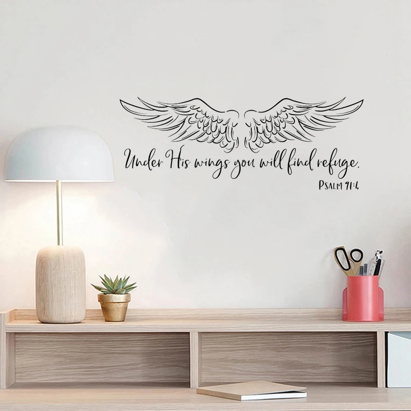 

Eagle Vinyl Decal Poster Under His Wings You Will Find Refuge Wall Sticker Bible Verse Wallpaper Christian Decor Psalm 91:4