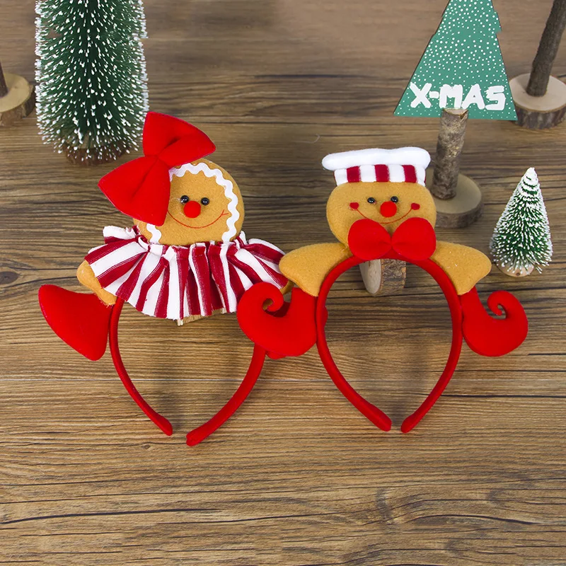 Christmas Decoration Santa Gingerbread Headband Xmas Party Dress Up Head Buckle Kids Gift Children's Hairband Decors Photo Props