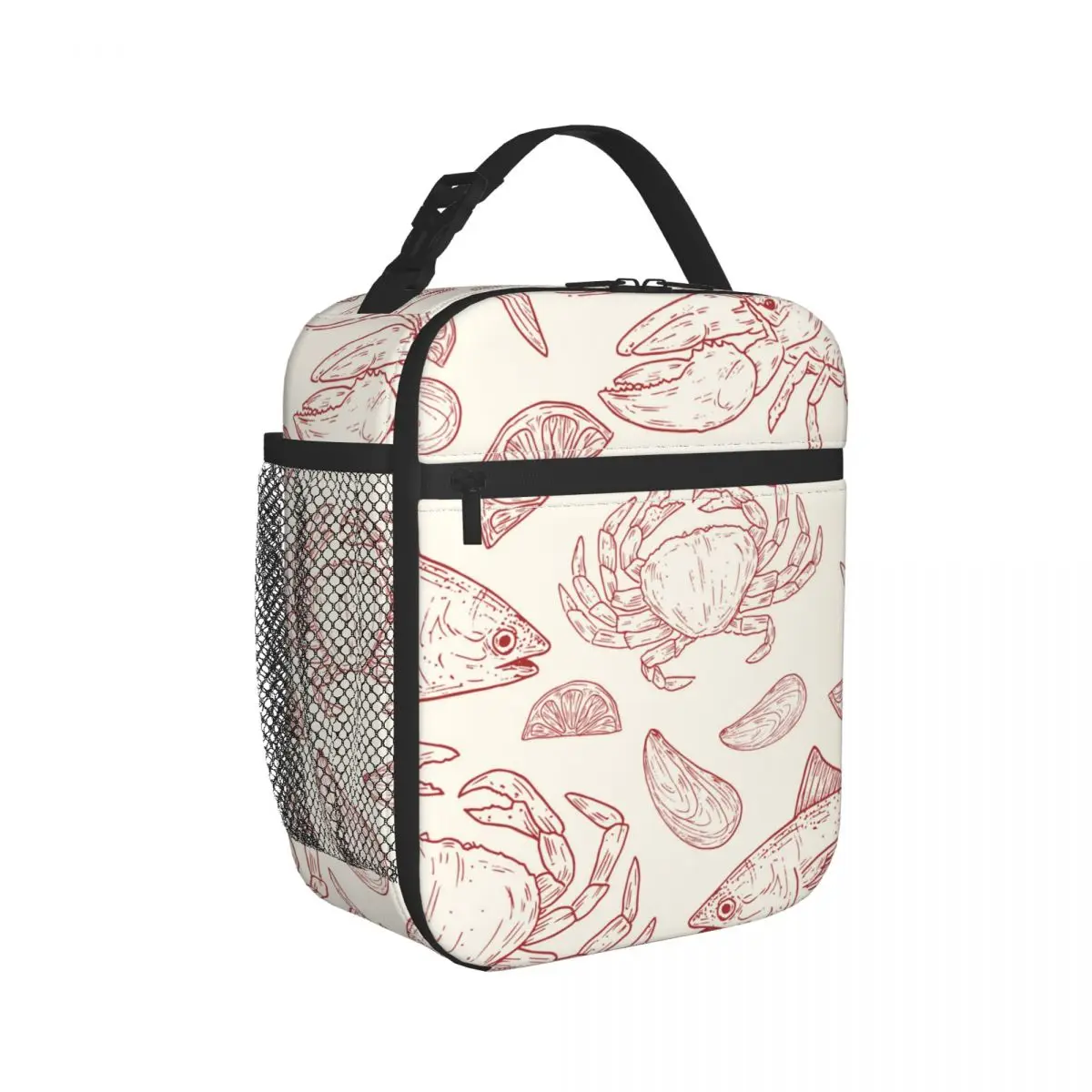 

Red Natural Fish Lobster Sea Insulated Thermal Cooler Lunch Box Bag For Work Picnic Bag Car Bolsa Refrigerator Portable Bag