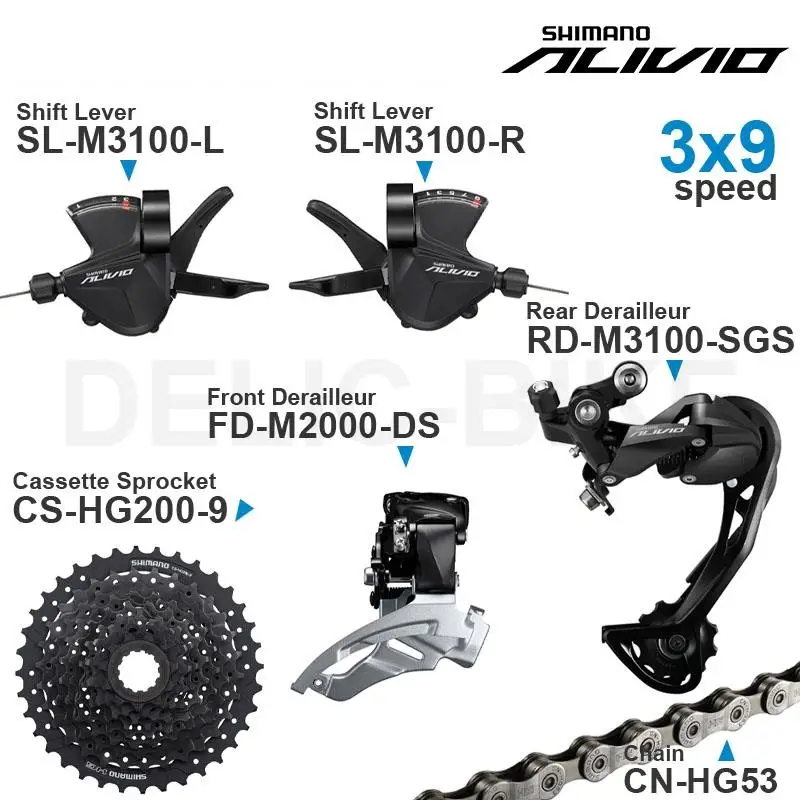 Набор компонентов SHIMANO ALIVIO M3100 3x9 В с переключателем скоростей задний и передний