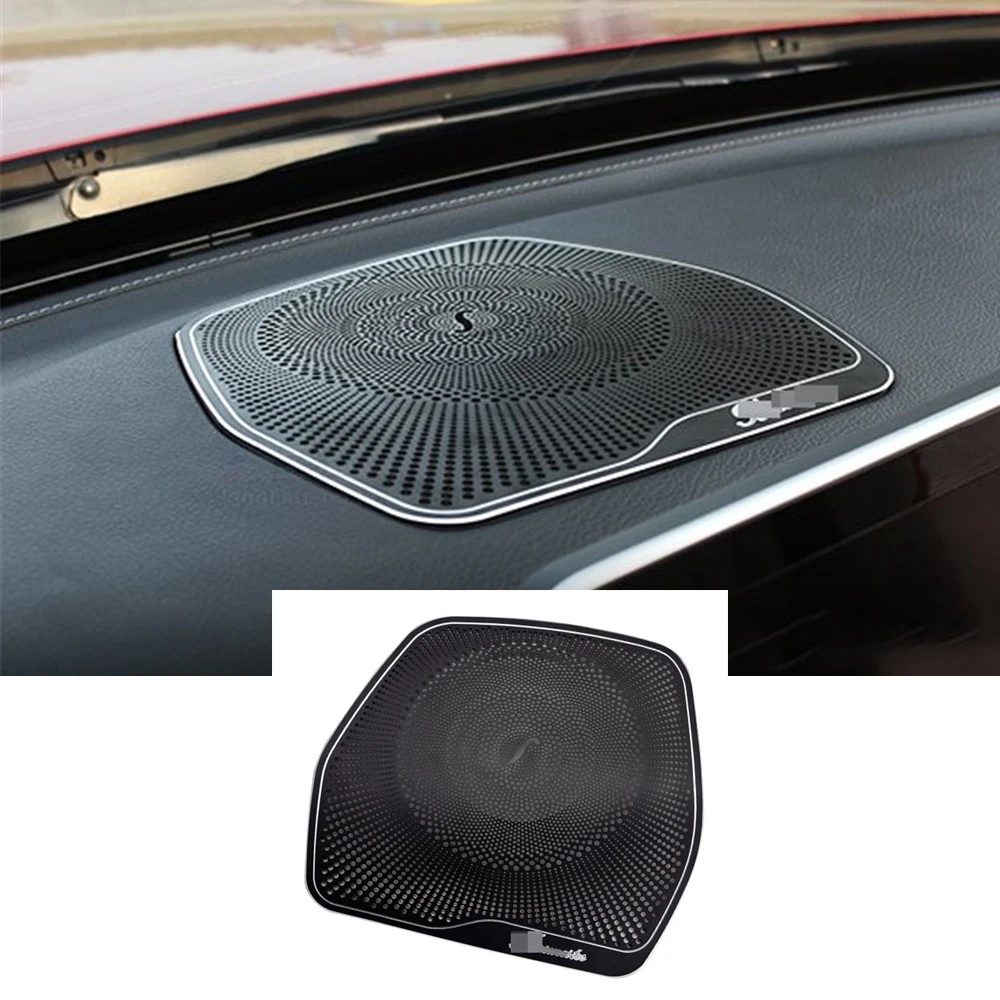 

Черная центральная консоль из алюминиевого сплава, крышка приборной панели динамика, отделка, подходит для Mercedes Benz C GLC Class W205 2015-20, автомобил...