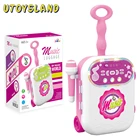 Детский музыкальный чемодан, Поющая машина с микрофоном, динамик, игрушки, креативные музыкальные подарки для детей, розовый, синий