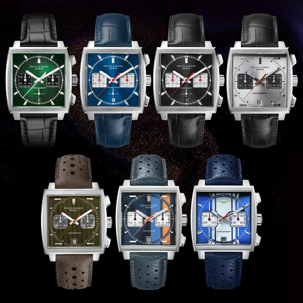 Specht&Sohne New Mens Watches Top Luxury Brand Chronograph Waterproof Quartz Watch For Man Leather Strap Male Relogio Masculino