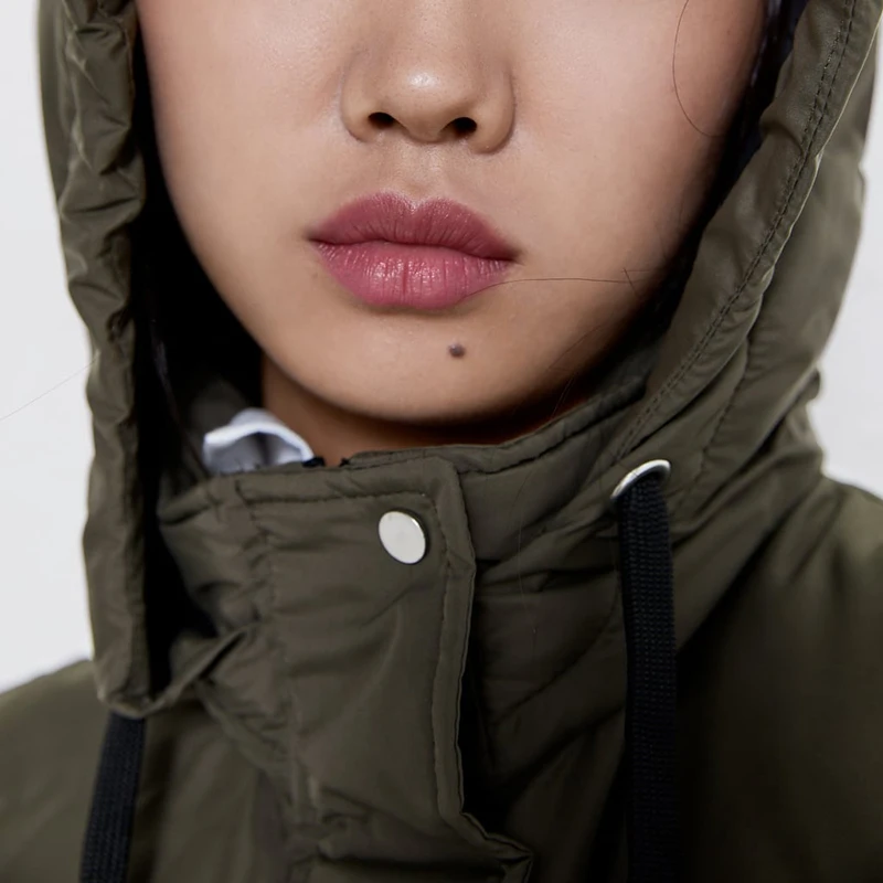 Autumn and Winter ZA New Fashion Cotton Vest Women Collar Hooded Zipper Pocket Sleeveless Casual Loose Warm Cotton Vest Coat