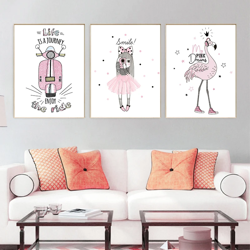 Розовая маленькая принцесса украшение холст картина A4 плакат печать стены