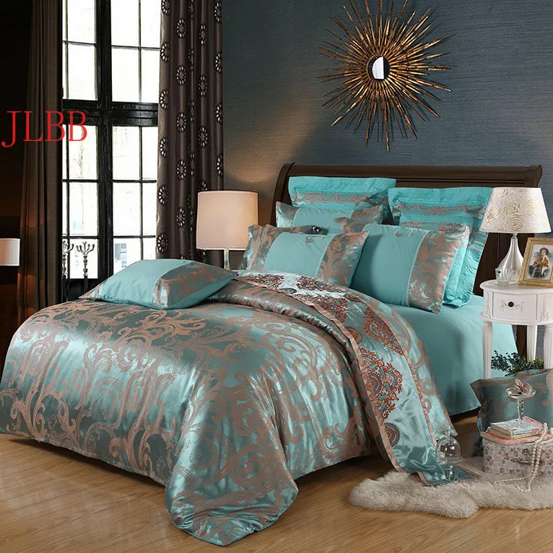 

2020 home bedding set Jacquard duvet cover set high quality 4pcs/set embroidery bed linens luxurious bedclothes super king bed