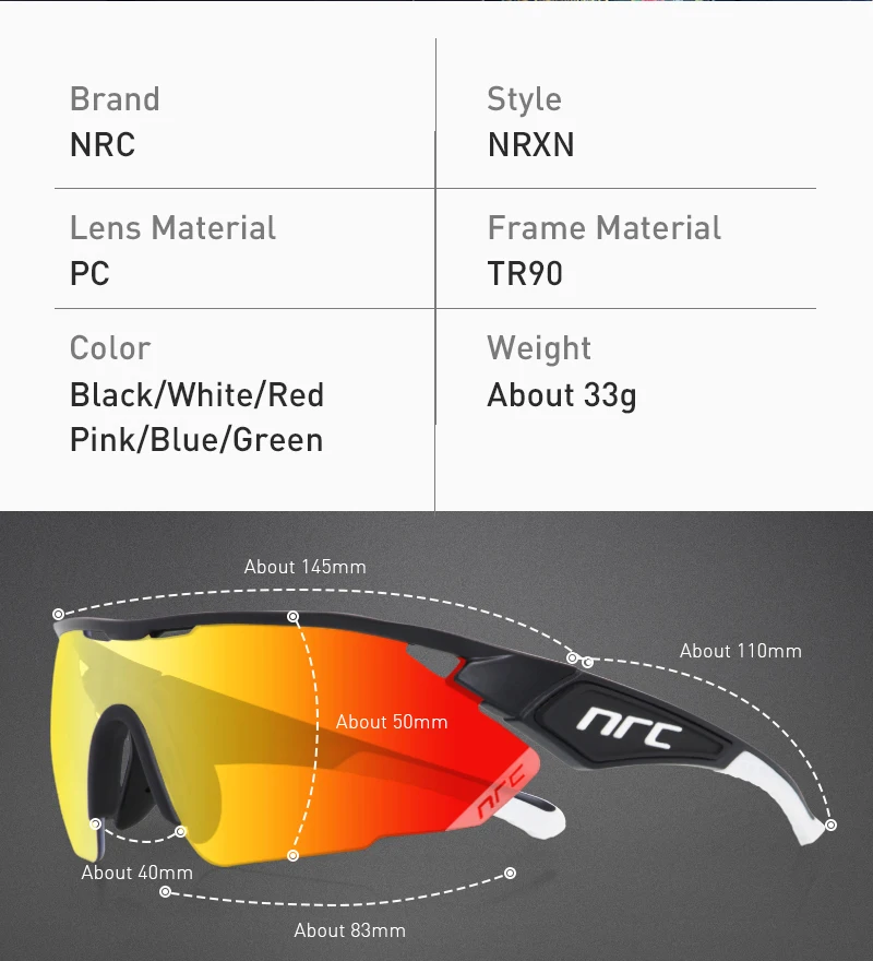 Велосипедные очки NRC с 3 линзами для горного и дорожного велосипеда UV400