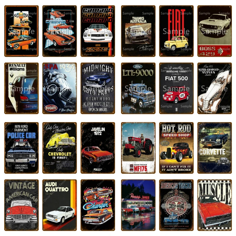 

Berühmte Marke Autos Retro Pub Bar Dekoration Zinn Zeichen Wohnkultur Plaque Metall Zeichen Wand Poster Vintage Garage Decor YQ0