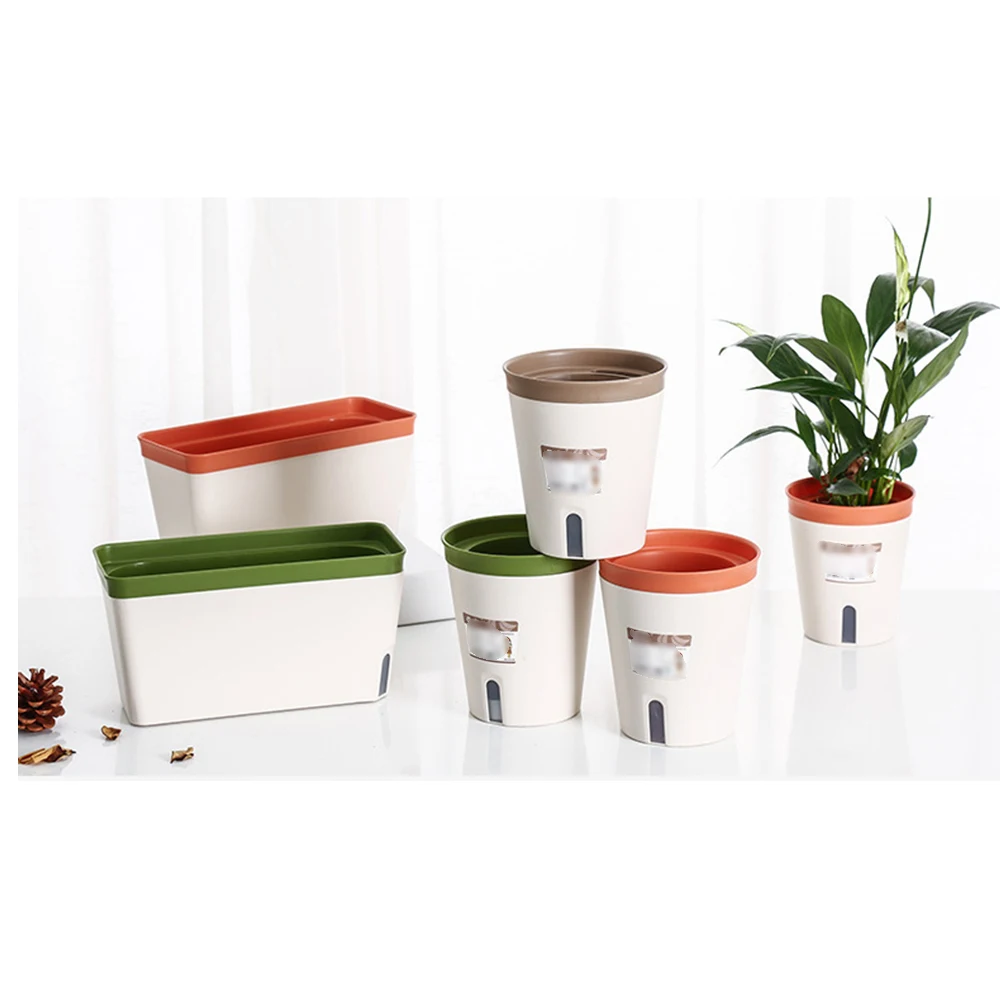 

Self-Watering Flower Pot Automatic Water-Absorbing Plant Pots Bonsai Container Garden Home Decoration For Office Desktop Plant M