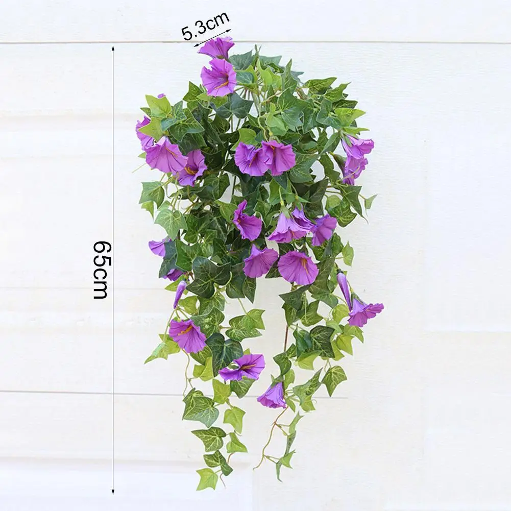 

1Pcs Fake Flowers Hanging Basket Artificial Fake Silk Morning Glory Flower Vine Indoor Outdoor Flower Home Wedding Art Decor