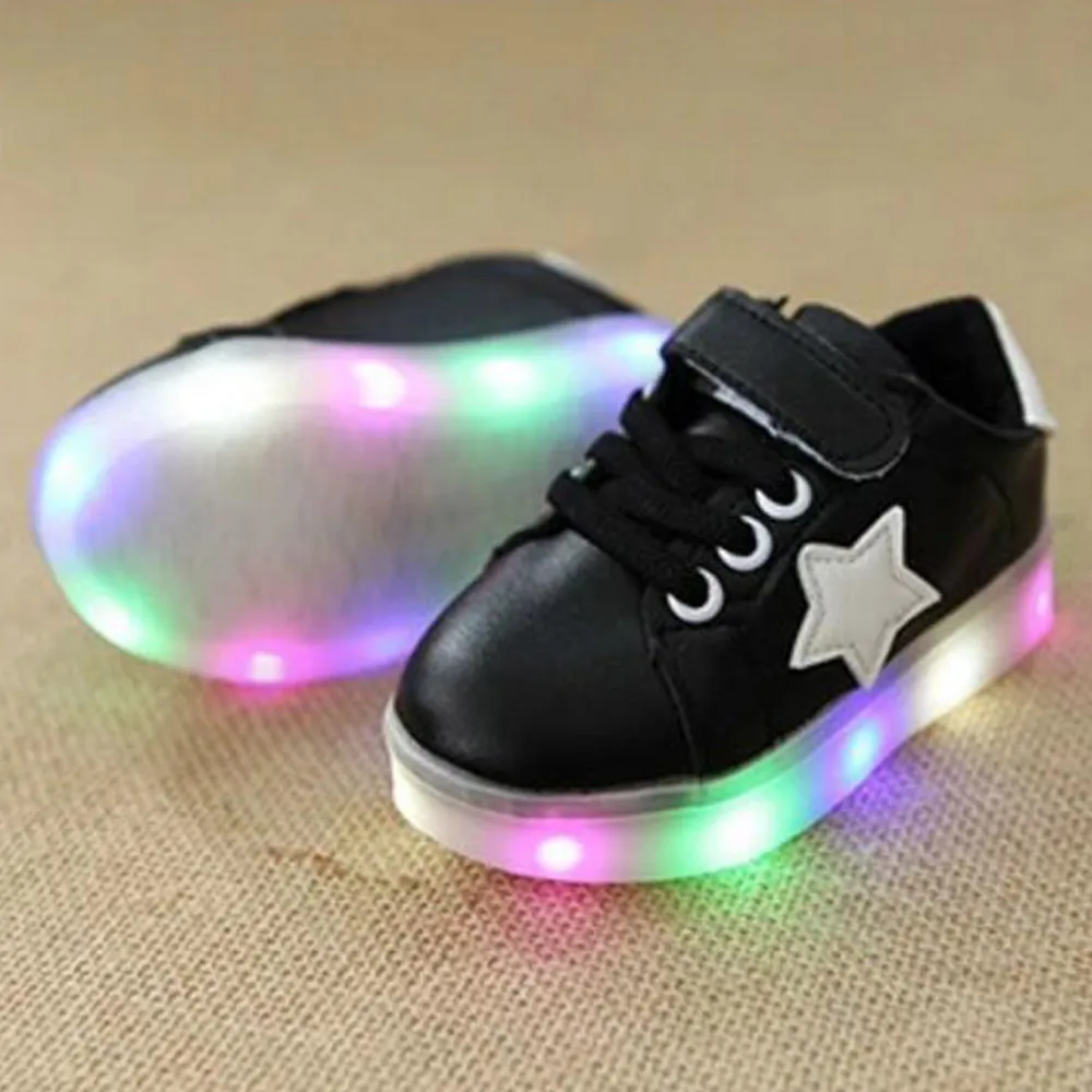 Kids Shoes Light Up Led Toddler Girl Sneakers Leather Boys with Anti-slippery Function Fashion Simple Design | Детская одежда и