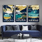Современные абстрактные Ландшафтные плакаты и принты, Настенная картина, декоративное полотно, Коста-Рика, Аруба, гавайская картина для гостиной, домашний декор