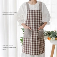 japanese and korean cotton and linen straps denim apron custom kitchen wiping apron household antifouling supplies