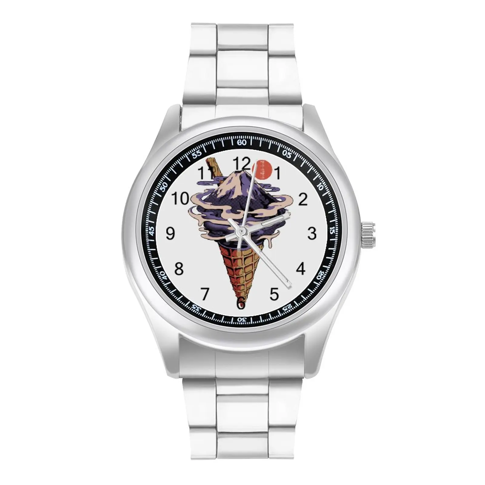 Кварцевые часы с изображением мороженого простые наручные из нержавеющей стали