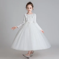 teenager long sleeve flower girl dresses kids first communion gowns celebration party dress performance show pageant danceway
