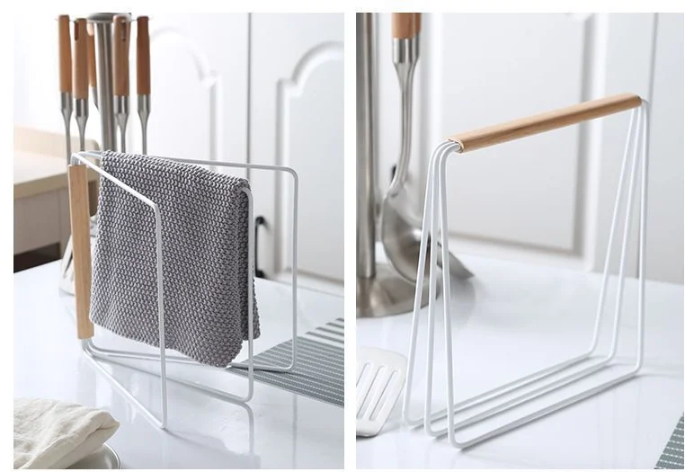 

2021 New Wrought Iron Storage Rack Kitchen Floor Drain Dishwashing Stove Hanging Cloth Rack For Kitchen Supplies Accessories
