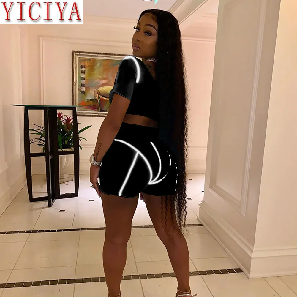 Комплект из 2 предметов для фитнеса женский светоотражающая неоновая полоска