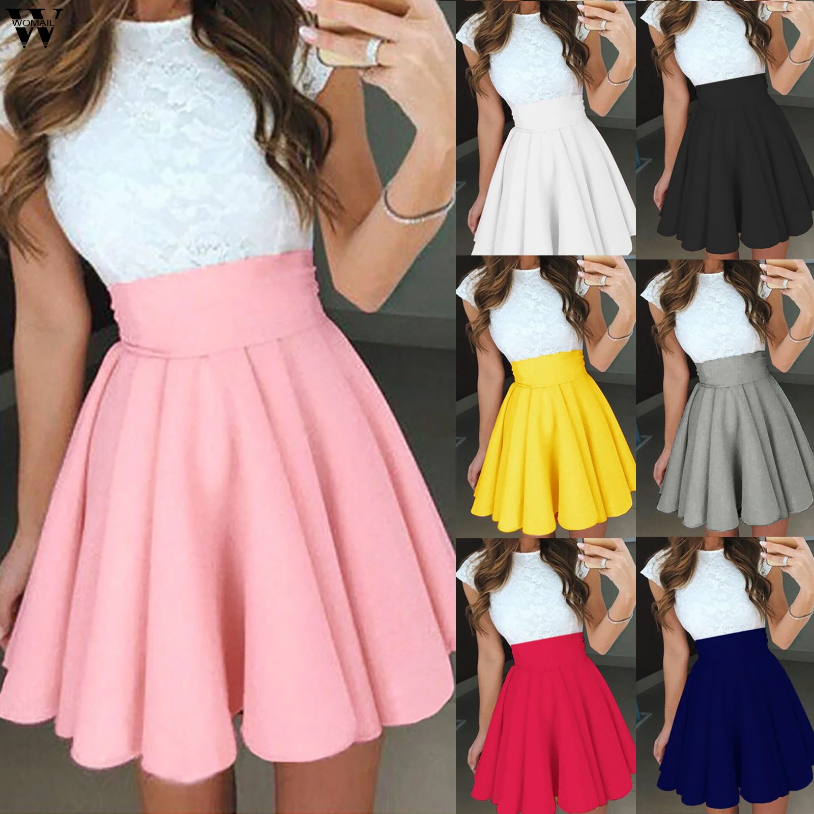 

Юбка женская Плиссированная, с высокой талией, повседневная, черная, розовая