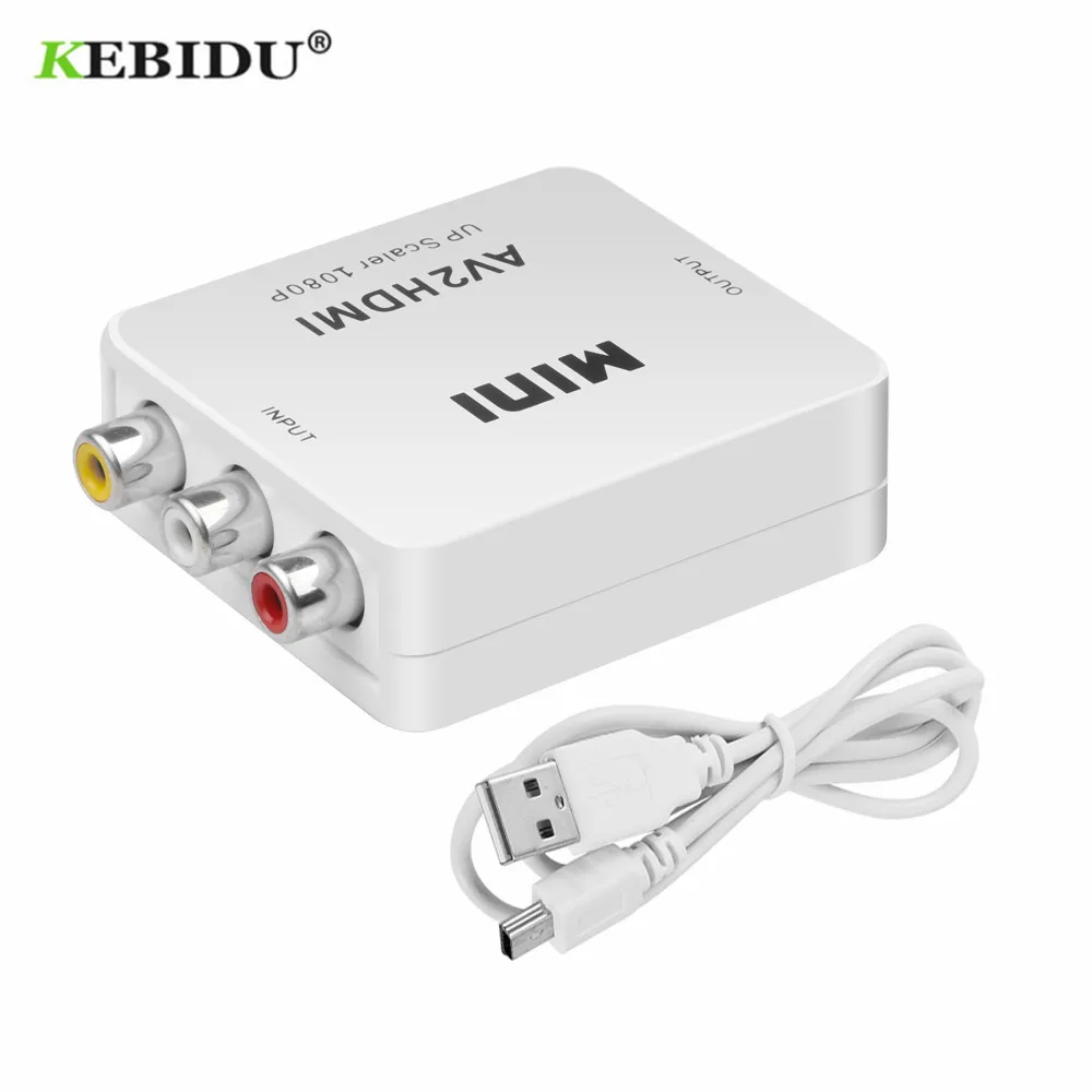 KEBIDU RCA AV к HDMI совместимый преобразователь HD 1080P AV2 адаптер для ТВ PS3 PS4 PC DVD Xbox