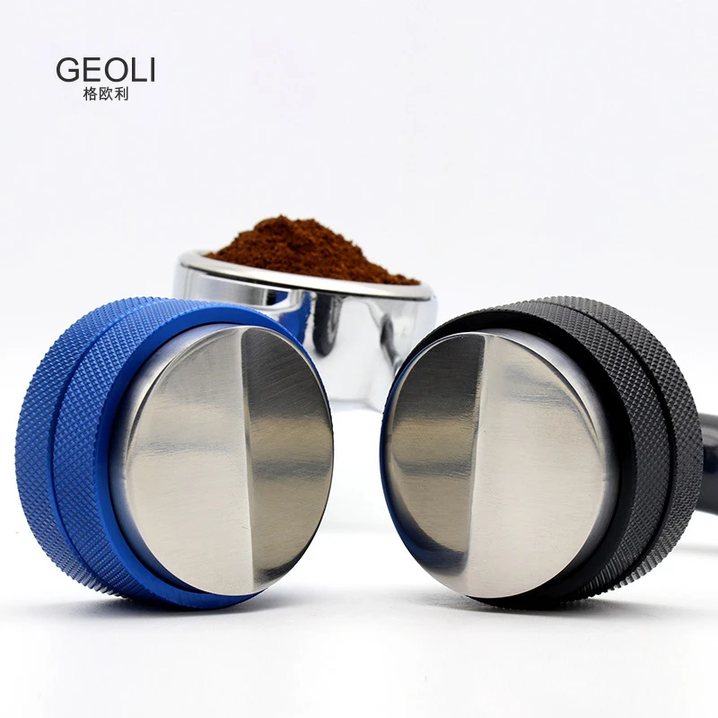 

304 Stainless Steel Coffee Tamper Dual-Head Non-Slip Espresso Distributor Powder Leveler Base Clear Body Barista Press Hammer