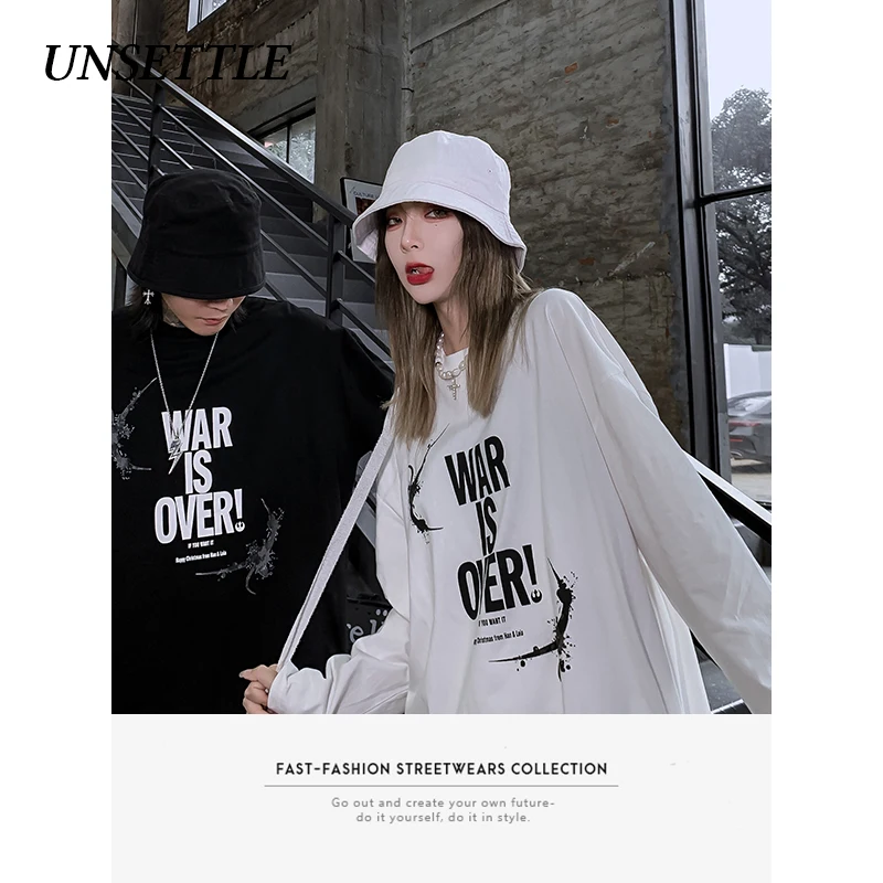 Футболка в стиле Харадзюку для мужчин и женщин свободная футболка с длинным