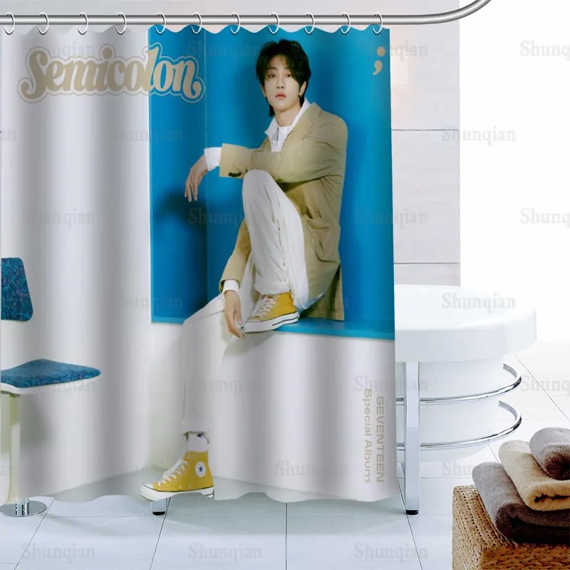 

Kpop SEVENTEEN THE8 Backgrounds Decor Shower Curtain Waterproof Mildew Proof Bath Curtain Polyester Fabric Bathroom Curtain 0512
