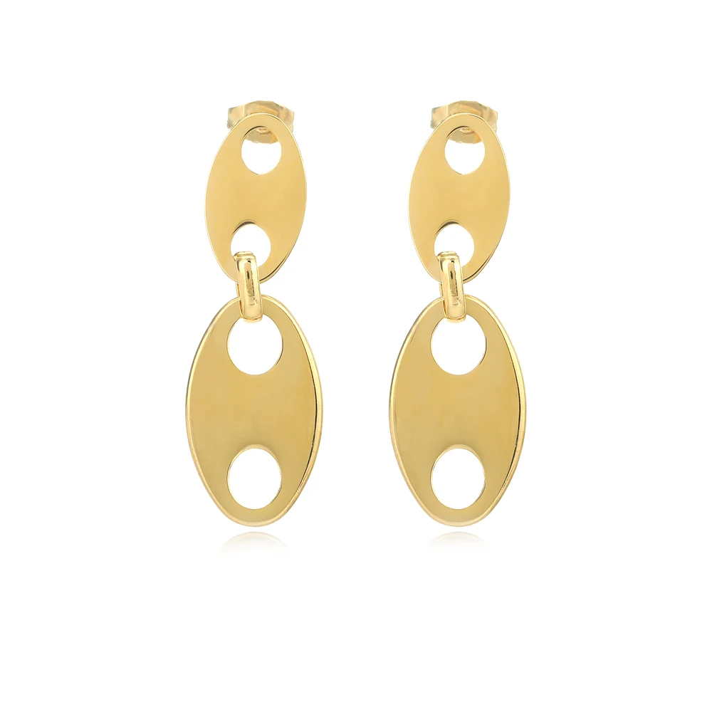 

Geometric Oval Drop Earrings for Women 14K Metal Textured Stainless Steel Dangle Earrings boucle oreille femme Trendy Jewelry