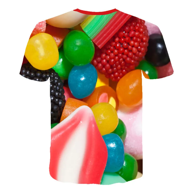 Футболка с принтом Sweet Sugar разноцветная футболка 3D конфет шоколада по всему миру