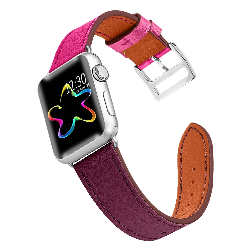 Joyozy Модный Цветной ремешок для умных часов apple watch 38 мм 40 мм 42 мм 44 мм кожаный ремешок для apple series 1/2/3/4/5