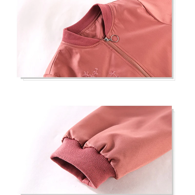 

Plus Size 4XL Women Short Jacket Spring Autumn Casual Fashion Embroidery Zipper Long Sleeve Outerwear Middle-ages Clothing Coat
