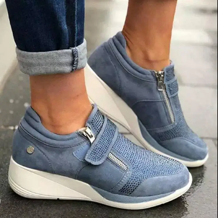 

Women Shoes Hook Loop Shallow Sneaker Med Heel Wedges Female Shoes Women Vulcanize Shoes Breathable Confort Casual Ladies Shoes