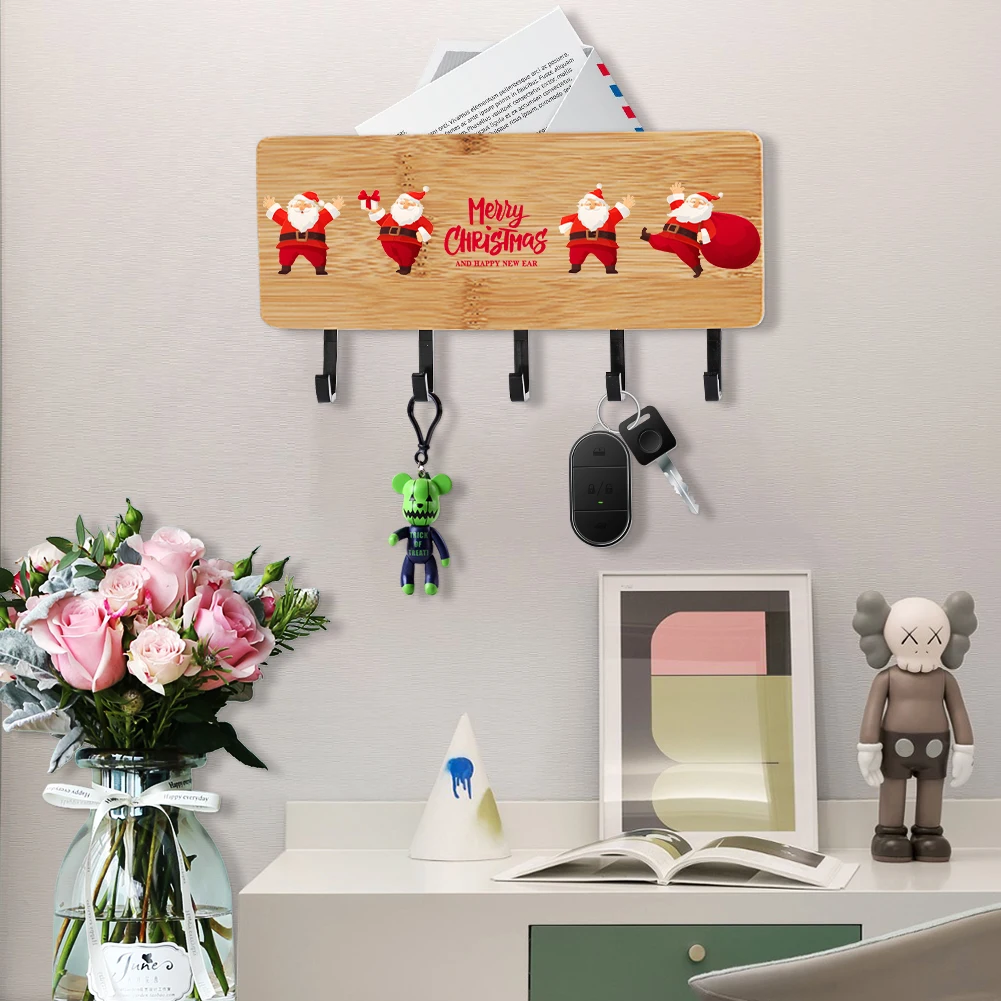 

Christmas Sundries Storage Box Wall-hung Type Wooden Decorative Wall Shelf Prateleira Hanger Organizer Key Rack Wood Wall Shelf